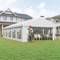 Outsunny Gazebo da Giardino 10x5m con Pareti Rimovibili e Finestre, Acciaio e Poliestere(m-9)