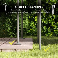 Outsunny 3 x 4m Metal Frame, Two-Tier Roof Gazebo - Dark Grey(m-7)