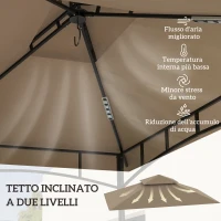 Outsunny Copertura per Gazebo da Giardino per Barbecue 1.52x2.44 m a 2 Livelli in Poliestere 160gsm Cachi(m-5)