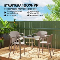 Outsunny Set 4 Sedie da Giardino Impilabili in Plastica Moderne con Braccioli 60x56x75 cm, Grigio(m-4)