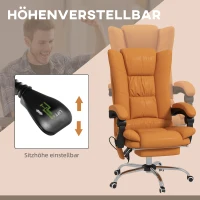 Vinsetto Massage-bureaustoel, bureaustoel met verwarmingsfunctie, draaistoel, ligfunctie, hoogte verstelbare pc-stoel, Lichtbruin(m-5)