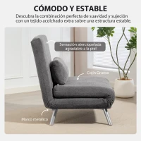 HOMCOM Sofá Cama de 1 Plazas Plegable Tapizado en Chenilla con Respaldo Ajustable de 5 Niveles 80x75x83 cm Negro(m-6)