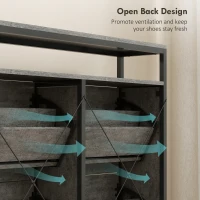 HOMCOM Shoe Storage Cabinet with 4 Flip Drawers and Open Shelf - Cement Grey(m-9)