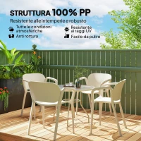 Outsunny Set 4 Sedie da Giardino Impilabili in PP dal Design Moderno con Braccioli 60x56x75 cm, Bianco(m-4)