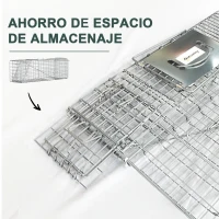 Outsunny Trampa para Animales Vivos Plegable 93x31x34,5 cm Jaula de Captura de Alambre con Puerta y Asa para Conejos Plata(m-7)