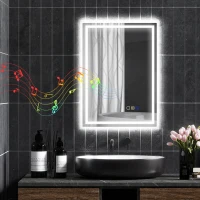 HOMCOM 50 x 70 cm Anti-Fog LED Bathroom Mirror, with Bluetooth - Silver Tone(m-12)