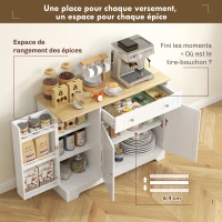 HOMCOM Buffet cuisine, meuble de rangement avec 3 portes, tiroir, étagères de porte et étagère réglable, 105x40x83cm, blanc(m-5)