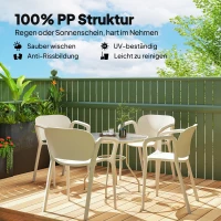 Outsunny Gartenstuhl 4er Set wetterfest Gartenstühle aus Kunststoff Stapelstuhl mit Armlehne Rückenlehne bis 120 kg belastbar(m-4)