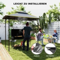 Outsunny Ersatzplane für Gartenpavillon, Grillpavillon-Ersatzdach für 152 x 244 cm Gestelle, UPF50+ Schutz, Polyester, Dunkelgrau(m-5)