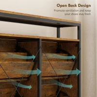 HOMCOM Shoe Storage Cabinet with 4 Flip Drawers and Open Shelf - Rustic Brown(m-9)