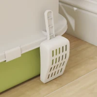 PawHut Arenero Cerrado para Gatos con Entrada Frontal Salida Superior Bandeja Extraíble y Pala 40,5x52,5x42,5 cm Blanco y Verde(m-8)