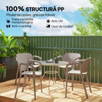 Outsunny Set 4 Scaune de Grădină Stivuibile cu Brațe, Rezistente la Raze UV și Impermeabile, 60x56x75 cm, Gri(m-4)