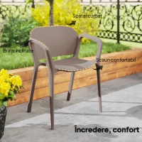 Outsunny Set 4 Scaune de Grădină Stivuibile cu Brațe, Rezistente la Raze UV și Impermeabile, 60x56x75 cm, Gri(m-7)