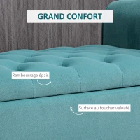 HOMCOM Banc de rangement bout de lit avec accoudoirs, tissu velours rembourré et capitonné, 126 x 48,5 x 57 cm, vert(m-5)