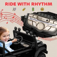 AIYAPLAY Kids Ride On Car with Remote Control, Music, Horn, 4 Spring Suspension Wheels, LED Lights for 3-5 Years Old, Black(m-9)