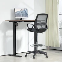 Vinsetto Chaise de Bureau Ergonomique avec Accoudoirs et Repose-Pieds Réglable en Hauteur Tissu Mesh Gris(m-2)