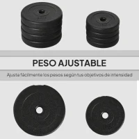 HOMCOM Juego de Mancuernas Ajustables de 20kg con Discos de 2,5/1,5 kg y Barras de 2 kg para Gimnasio en Casa(m-4)