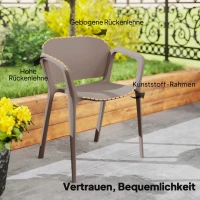 Outsunny Gartenstuhl 4er Set wetterfest Gartenstühle aus Kunststoff Stapelstuhl mit Armlehne Rückenlehne bis 120 kg belastbar(m-7)
