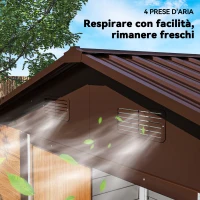 Outsunny Casetta da Giardino in Acciaio Effetto Legno con Doppie Porte Scorrevoli, 236x196x208 cm, Marrone(m-8)