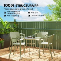 Outsunny Set de 4 Scaune Suprapozabile pentru Grădină, 60x56x75 cm, Verde(m-4)