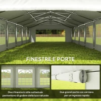 Outsunny Gazebo da Giardino 10x6m con Pareti Rimovibili e Finestre, Acciaio e Poliestere(m-5)