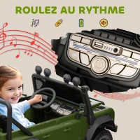 AIYAPLAY Voiture électrique enfants, télécommande 2,4G, 3 vitesses, 4 roues à suspension, musique, lumières LED et klaxon, vert(m-9)