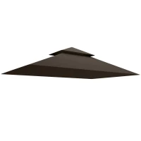 Outsunny Ersatzplane für Gartenpavillon, Grillpavillon-Ersatzdach für 152 x 244 cm Gestelle, UPF50+ Schutz, Polyester, Kaffee(m-6)