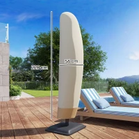 Outsunny Sonnenschirm Schutzhülle für Ø 400 cm wasserdicht Wetterfeste Sonnenschirm Abdeckung mit Stab Reißverschluss Kordelzug Oxford Gewebe UV-Beständige Ampelschirm Abdeckhauben 220 ×56 cm Beige(m-3)