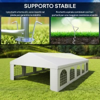 Outsunny Gazebo da Giardino 10x6m con Pareti Rimovibili e Finestre, Acciaio e Poliestere(m-6)