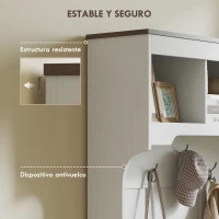 HOMCOM Perchero Zapatero con Banco Zapatero Ganchos Estantes y Compartimentos para Entrada Pasillo Salón 105x40x180 cm Blanco(m-8)
