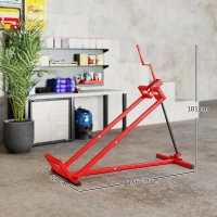 HOMCOM 400 kg Foldable Ride-On Mower Jack Lift, Adjustable Steel Lifting Device, for Lawn Mower, ATV, Red(m-3)