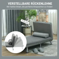 HOMCOM Klappsessel mit Bettfunktion, klappbarer Relaxsessel in Samtoptik, Verstellbare Rückenlehne, 75 x 70 x 75 cm, Grau(m-5)