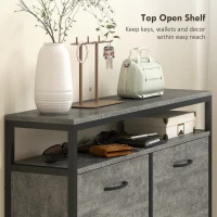 HOMCOM Shoe Storage Cabinet with 4 Flip Drawers and Open Shelf - Cement Grey(m-5)