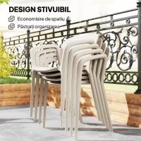Outsunny Set 4 Scaune de Grădină Stivuibile cu Brațe, Rezistente la Raze UV și Impermeabile, 60x56x75 cm, Alb(m-6)