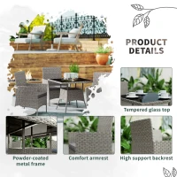 Outsunny Five-Pieces Rattan Dining Set - Light Grey(m-6)