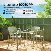 Outsunny Set 4 Sedie da Giardino Impilabili in PP dal Design Moderno con Braccioli 60x56x75 cm, Verde(m-4)
