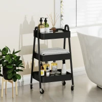 HOMCOM Three-Tier Storage Trolley - Black(m-9)