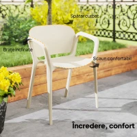 Outsunny Set 4 Scaune de Grădină Stivuibile cu Brațe, Rezistente la Raze UV și Impermeabile, 60x56x75 cm, Alb(m-7)