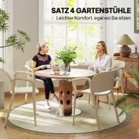 Outsunny Gartenstuhl 4er Set wetterfest Gartenstühle aus Kunststoff Stapelstuhl mit Armlehne Rückenlehne bis 120 kg belastbar(m-5)