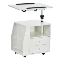 HOMCOM Functional Swivel Bedside Table End Table Side Table for Living Room Nightstand for Bedroom(m-11)