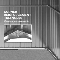 Outsunny 11 x 5.6ft Galvanised Steel Garden Shed, Metal Shed, Garden Storage Shed with Lockable Doors and Gloves for Outdoor Patio, Garden, Grey(m-7)