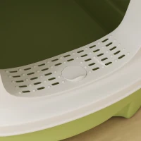 PawHut Lettiera per Gatti Chiusa con 2 Porte, Vassoio Estraibile, Paletta e Deodorante, in PP, 40.5x52.5x42.5 cm, Verde(m-9)