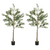 HOMCOM Set of Two Silk Leaf Artificial Olive Trees(m-11)