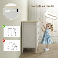 HOMCOM Comodă cu 6 Sertare și Mânere din Piele Ecologică Albă, 120x40x78 cm(m-6)