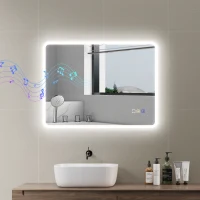 HOMCOM 60 x 80 cm Backlit Illuminated Bathroom Mirror with LED Lights and Bluetooth - Silver Tone(m-12)