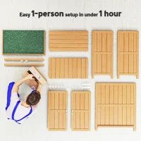 Outsunny Small Shed, Wooden Garden Shed with Openable Hinged Roof and Removable Shelf, Outdoor Tool Storage Cabinet Chest with Double Doors, 74 x 43 x 88 cm, Natural Wood Finish(m-8)