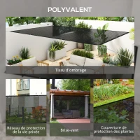 Outsunny Voile d'ombrage rectangulaire 3 x 2 m toile ombrage avec protection UV pour patio jardin terrasse extérieur balcon, noir(m-4)
