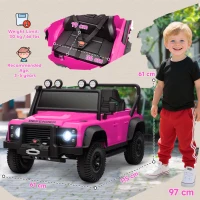 AIYAPLAY Kids Ride On Car with Remote Control, Music, Horn, 4 Spring Suspension Wheels, LED Lights for 3-5 Years Old, Pink(m-3)