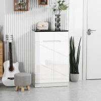 HOMCOM Scarpiera Slim da 12 Paia max per Ingressi con 3 Ripiani Regolabili e Cassetto, in Truciolato Bianco, 60x32x100 cm(m-2)