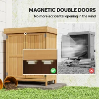 Outsunny Small Shed, Wooden Garden Shed with Openable Hinged Roof and Removable Shelf, Outdoor Tool Storage Cabinet Chest with Double Doors, 74 x 43 x 88 cm, Natural Wood Finish(m-6)